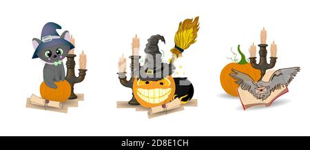 Zucca di Halloween isolata su sfondo bianco. Illustrazione vettoriale Illustrazione Vettoriale