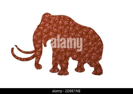 silhouette di elefante con tessuto della pelle isolato su sfondo bianco Foto Stock