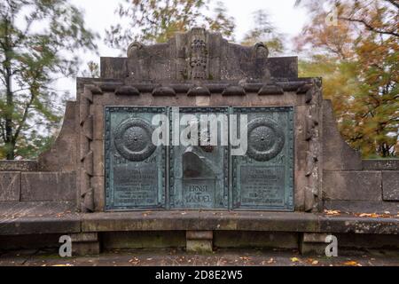 1838, Hermannsdenkmal, 1875 - Entwürfen nach von Ernst von Bandel erbaut und am 16. Agosto 1875 eingeweiht, Gedenktafel Foto Stock