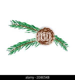 Telaio wreath vettoriale con rami in abete rosso. Natale lascia banner in bianco sfondo. Realistico foglie verdi. Spazio vuoto per scrivere testo fresco. Astrac Illustrazione Vettoriale