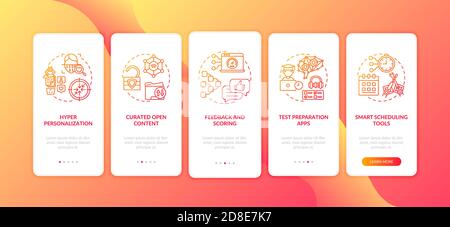 L'intelligenza artificiale nel settore dell'istruzione onboarding della pagina dell'app mobile con i concetti Illustrazione Vettoriale