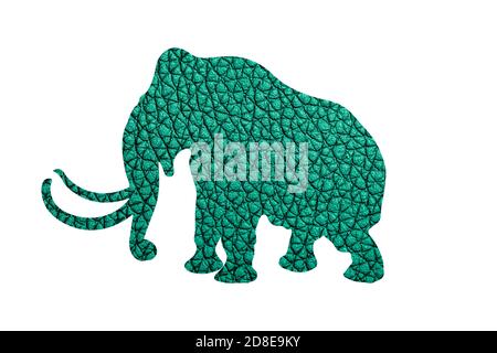 silhouette di elefante con tessuto della pelle isolato su sfondo bianco Foto Stock