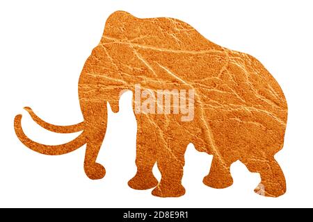 silhouette di elefante con tessuto della pelle isolato su sfondo bianco Foto Stock