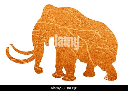 silhouette di elefante con tessuto della pelle isolato su sfondo bianco Foto Stock