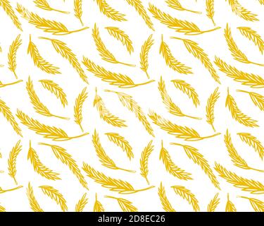 Stile di schizzo con motivo senza cuciture per orecchie di grano. Disegno a mano texture Doodle Vector illustrazione Illustrazione Vettoriale