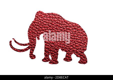 silhouette di elefante con tessuto della pelle isolato su sfondo bianco Foto Stock