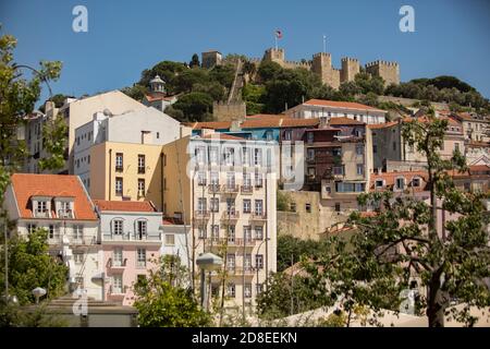 Castello di São Jorge a Lisbona, Portogallo, Europa. Foto Stock