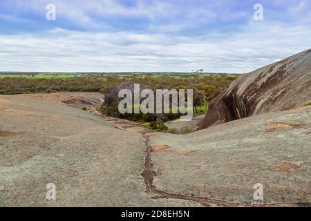 Sul Plateau sopra la Wave of Hyden Rock vicino a Hyden, Australia Occidentale Foto Stock