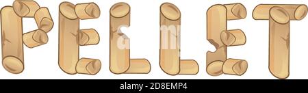 Parola pellet di LEGNA stufa . illustrazione vettoriale Illustrazione Vettoriale