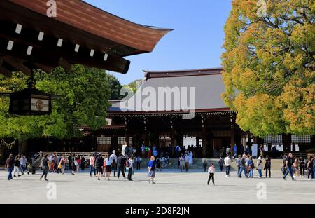 Il cortile principale e la sala principale di Meiji Jingu (Santuario Meiji).Shibuya.Tokyo.Japan Foto Stock