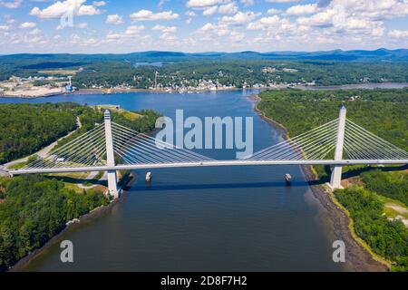 Penobscot Narrows Bridge, Stockton Springs, Maine, Stati Uniti Foto Stock