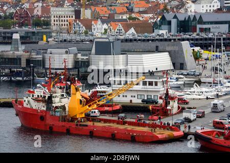 Oil Rig vaso di alimentazione, Stavanger città, quartiere Ragoland, Norvegia e Scandinavia Foto Stock