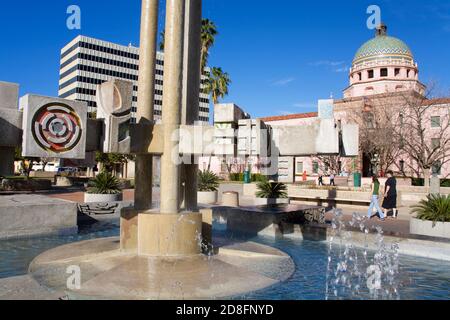 Sunset Park Fontana & Pima County Courthouse, Tucson, Arizona, Stati Uniti d'America Foto Stock