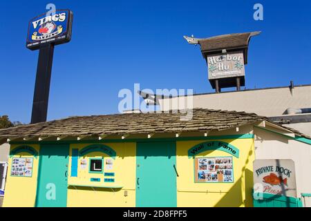 L'atterraggio di Virg sull'Embarcadero, la città di Morro Bay, San Luis Obispo Contea, California, Stati Uniti Foto Stock