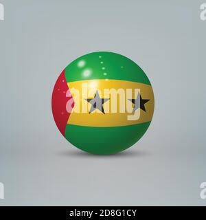 Sfera o sfera di plastica lucida realistica con bandiera del Ruanda Illustrazione Vettoriale