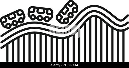Icona della pista delle montagne russe, stile di contorno Illustrazione Vettoriale