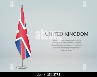 Bandiera del Regno Unito appesa allo stand. Modello per divieto di conferenza Illustrazione Vettoriale