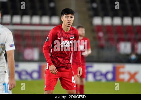 AZ Stadion Alkmaar, Paesi Bassi. 29 Ott 2020. Owen Wijndal di AZ durante la UEFA Europa League 2020/2021 fase di gruppo tra AZ Alkmaar vs HNK Rijeka il 29 ottobre. 2020 in AZ Stadion Alkmaar, Olanda Credit: SCS/Soenar Chamid/AFLO/Alamy Live News Foto Stock