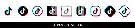 Set Tiktok. Logo vettoriale tiktok. Icona vettoriale tiktok. Editoriale tiktok. Illustrazione Vettoriale