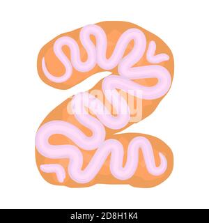 cartoon numero simbolo natale zenzero cookies vacanza con rosa bianco glassare divertenti elementi di carattere disegnati a mano isolati su bianco Illustrazione Vettoriale