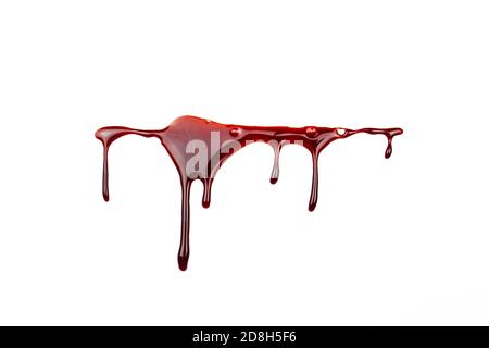 Un sangue sparso. Un sangue che scorre verso il basso. Modello sanguinoso. I concetti di sangue possono essere utilizzati nella progettazione Foto Stock