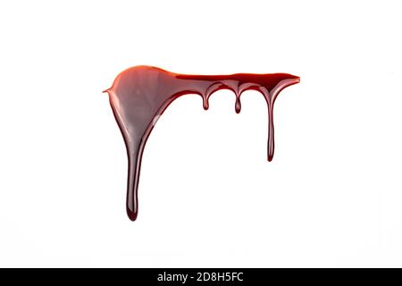 Un sangue sparso. Un sangue che scorre verso il basso. Modello sanguinoso. I concetti di sangue possono essere utilizzati nella progettazione Foto Stock