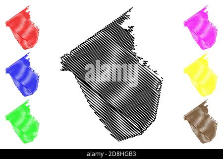 Caldwell County, Kentucky (Stati Uniti, Stati Uniti d'America, Stati Uniti, Stati Uniti, Stati Uniti) mappa vettoriale illustrazione, schizzo scrimolo Caldwell mappa Illustrazione Vettoriale