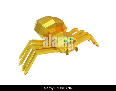 spider robot in polietilene dorato basso isolato su rendering 3d bianco Foto Stock