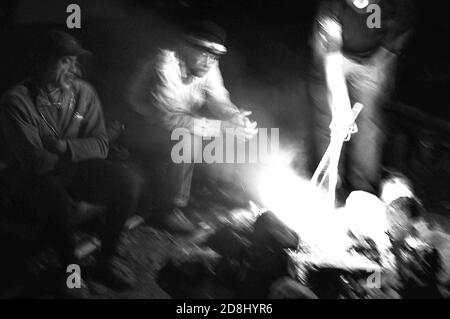 Camp firre mentre Canoismo nel PARCO Provinciale Algonquin dell'Ontario, ONTARIO, CANADA. Foto Stock