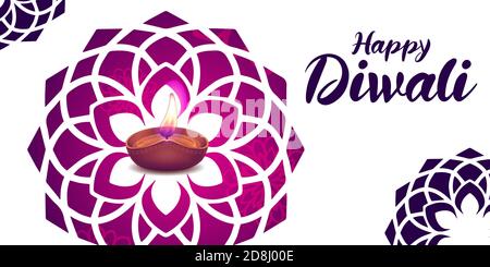 Happy diwali bello banner decorativo design Illustrazione Vettoriale
