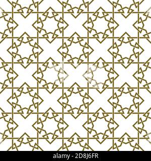 Ornamento geometrico senza cuciture basato su arte islamica tradizionale linee intersecanti. Illustrazione Vettoriale