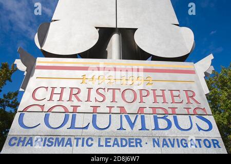 Christopher Columbus monumento, Penns Landing, Waterfront District, Philadelphia, Pennsylvania, STATI UNITI D'AMERICA Foto Stock