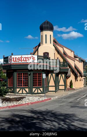 Leavenworth, villaggio in stile bavarese, Washington state, Stati Uniti Foto Stock
