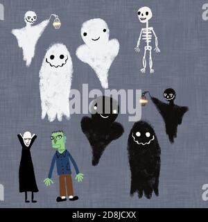 illustrazione delle creature di halloween Foto Stock