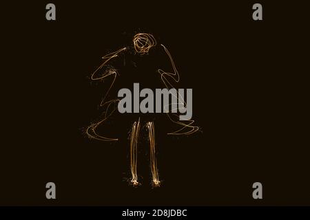 Albero di Natale disegnato con luce Foto Stock