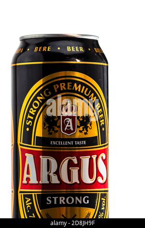 Birra Argus Premium Lager. Il supermercato Lild è una birra di marca. Foto in studio a Bucarest, Romania, 2020 Foto Stock