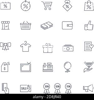 Icone di linea impostate. Pacchetto Black Friday. Vettore Illustrazione Vettoriale