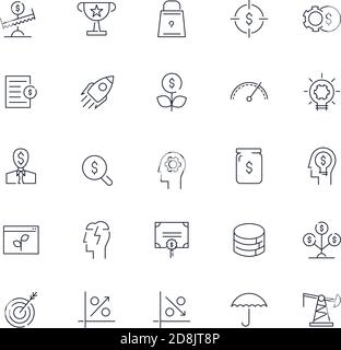 Icone di linea impostate. Pacchetto finanziario. Illustrazione vettoriale Illustrazione Vettoriale