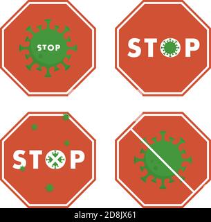 Serie di segni con coronavirus Illustrazione Vettoriale