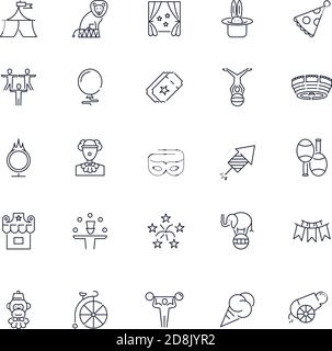 Icone di linea impostate. Pacchetto Circus. Illustrazione vettoriale Illustrazione Vettoriale