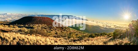 Vista dal Mauna Kea Summit sulla Grande Isola di Hawaii Foto Stock
