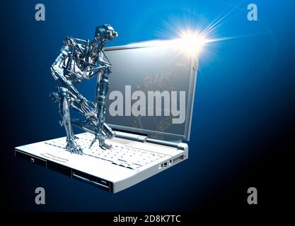 Intelligenza artificiale (intelligenza artificiale) sicurezza informatica, illustrazione concettuale. Foto Stock