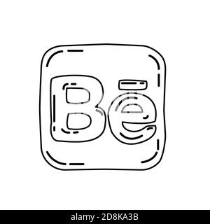 Icona Behance. Stile icona Doodle disegnata a mano o Black Outline Illustrazione Vettoriale