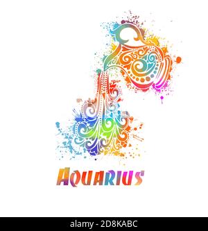 Aquarius segno zodiaco. Illustrazione vettoriale Illustrazione Vettoriale
