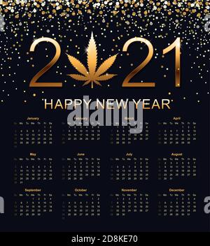 Calendario 2021. La settimana inizia dalla domenica. Illustrazione vettoriale. Illustrazione Vettoriale