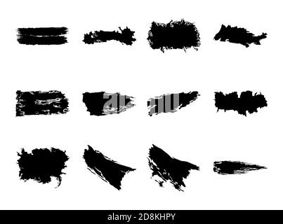 tratti pennello inchiostro figura modello texture icone set illustrazione vettoriale Illustrazione Vettoriale