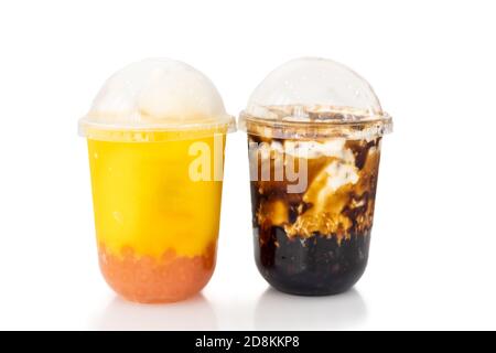 Varietà di tè Boba o Bubble con perle di tapioca Foto Stock