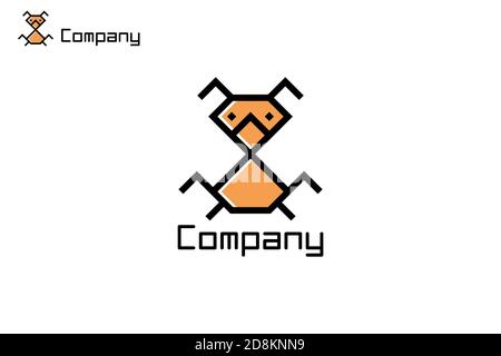Linea d'arte con logo ANT, con design a forma di diamante. Design semplice minimalista e moderno con logo. Illustrazione Vettoriale