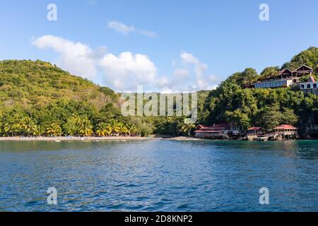 Anse la Raye, Santa Lucia, Indie Occidentali - Anse Cochon spiaggia Foto Stock