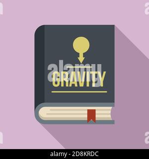 Icona del libro di gravità, stile piatto Illustrazione Vettoriale